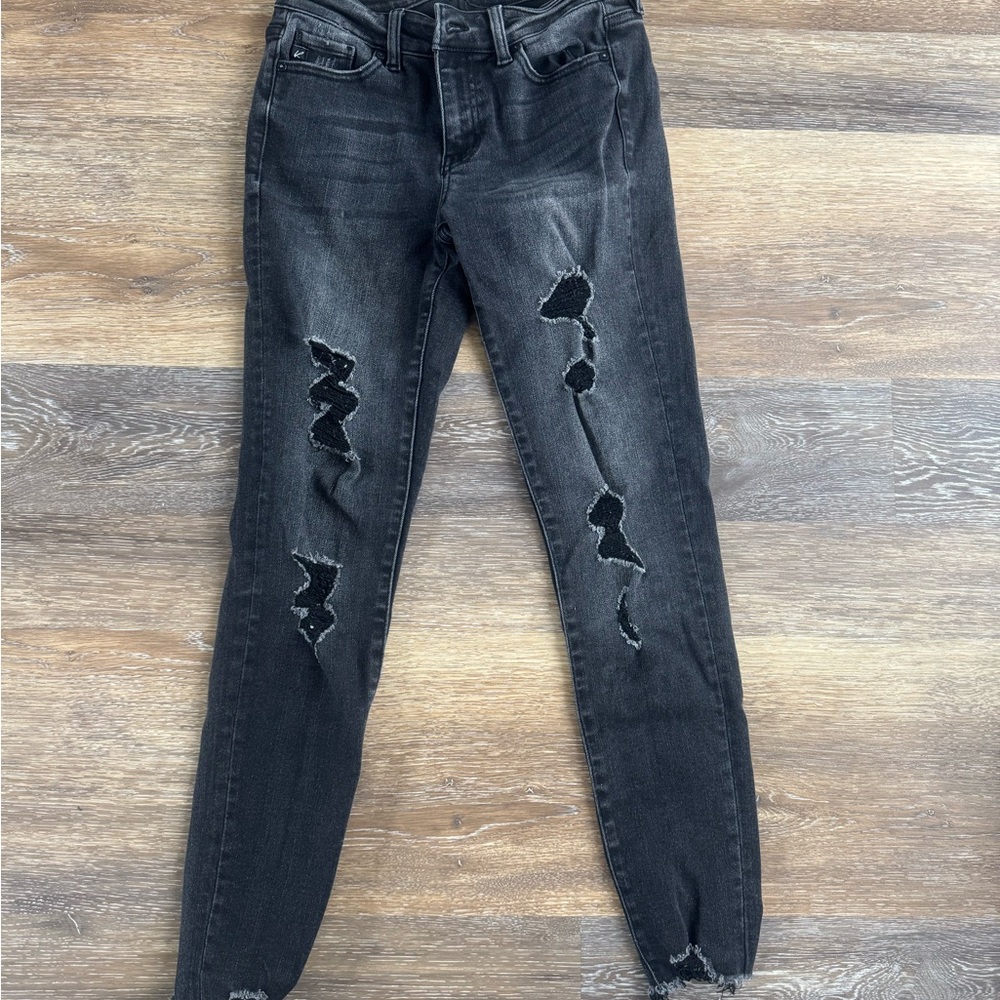 KanCan Distressed Black Women's Jeans 7/27
